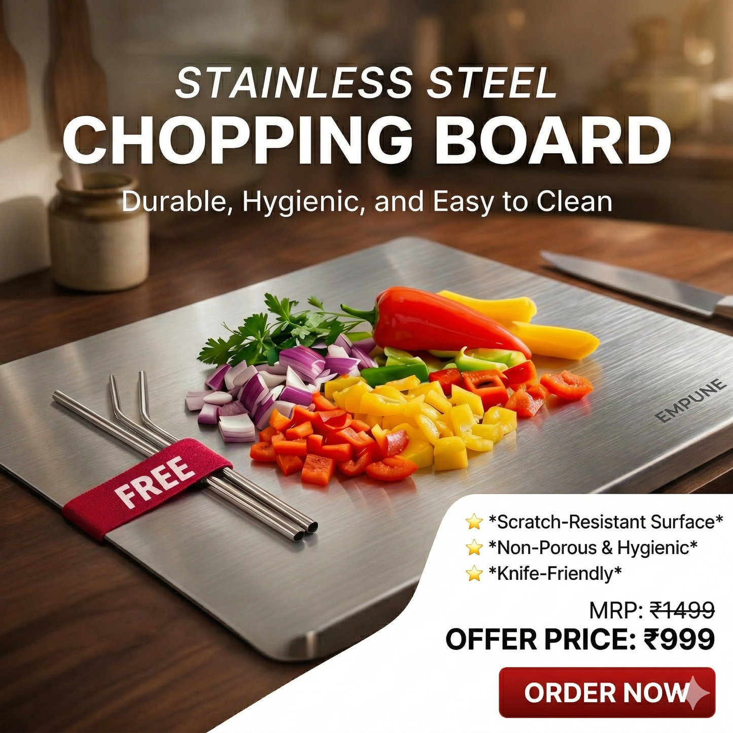Stainless Steel Chopping Board (35x31cm)