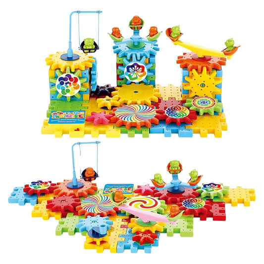 Rotating Building Blocks with Gears for STEM Learning  81pcs